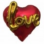 Ballon Coeur Rouge avec Love 3D Or