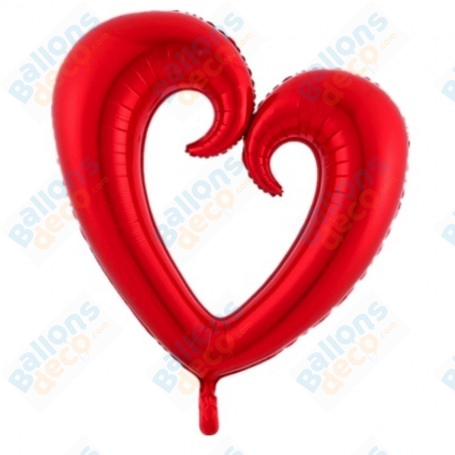 Ballons Coeurs de Couleurs Ouverts Arabesques Rouge