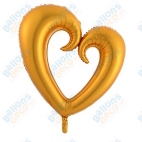 Ballons Coeurs de Couleurs Ouverts Arabesques Or