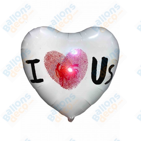 Ballon Coeur I Love You Empreinte Rouge Et Rose