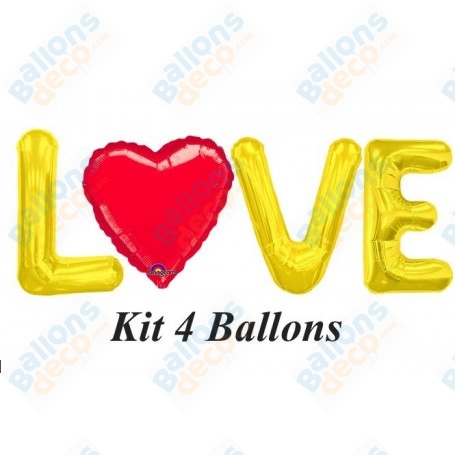 Ballons LOVE Lettres Or