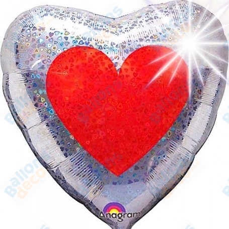 Ballon Coeur Holographique 86 cm