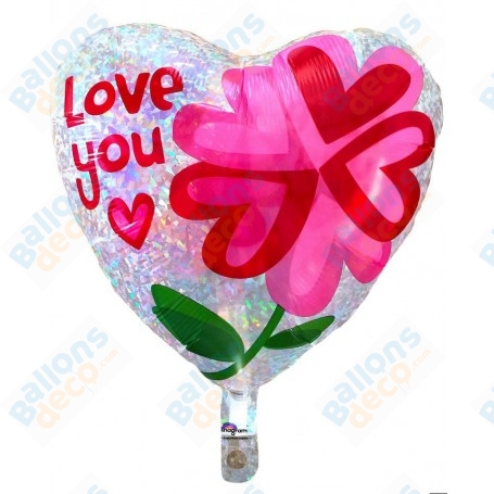 Ballon Coeur I Love You Holographique