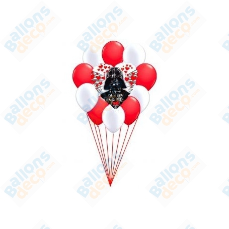 Ballons Dark Vador Love En Grappe Blanc Disney, Décorations ballons pour anniversaire.
