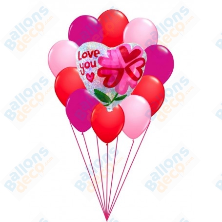 Ballons Coeur Holographique En Grappe