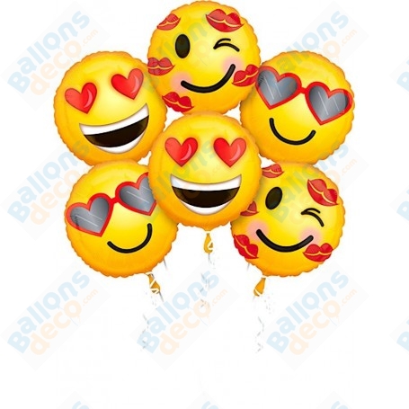 Ballons Emoji Par 6 En Grappe Saint-Valentin