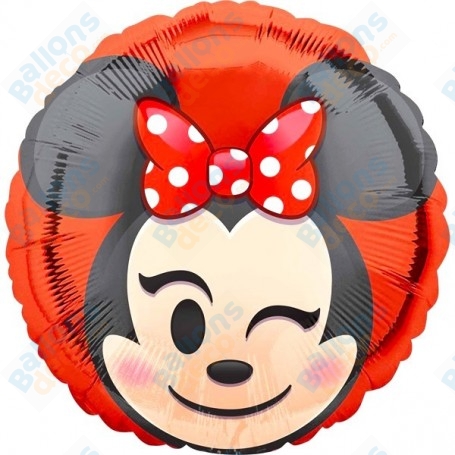Ballon Minnie Emoji avec un noeud rouge Disney, Anagram, Décorations ballons pour anniversaire.