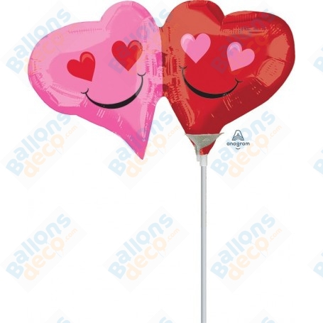 Ballon Double Coeurs Rouge Et Rose Air