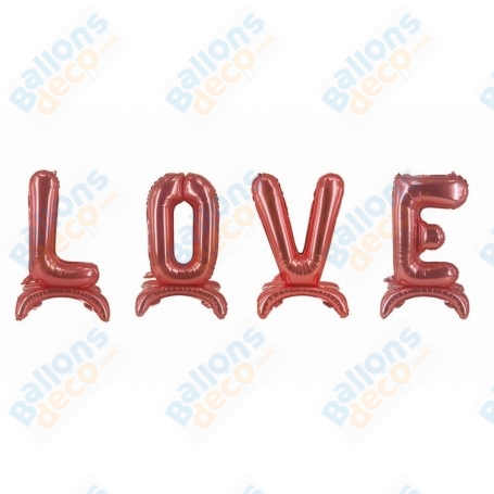 Ballon Love Rose Gold Lettres Sur Pieds