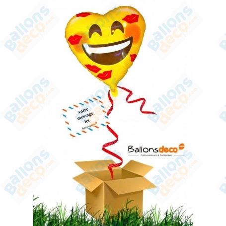 Ballon Cadeau Surprise Emoji Kisses Gonflé