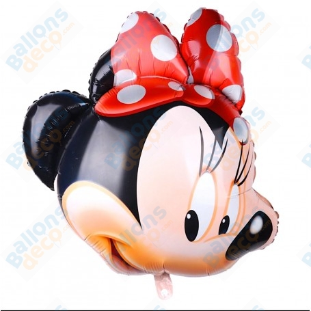 Ballon Minnie de Profil avec un Noeud Rouge Disney, Décorations ballons pour anniversaire.
