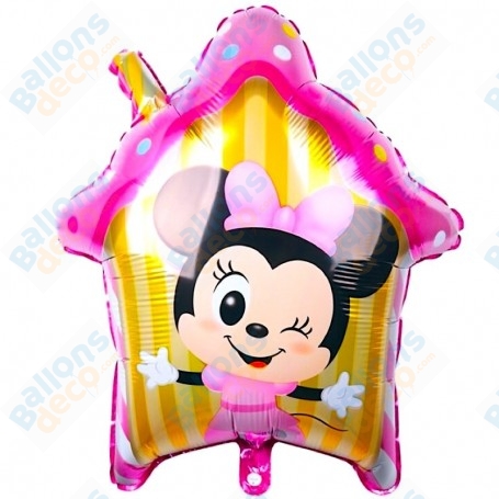 Ballon Minnie Maison en Pain D'épices Rose Disney, Décorations ballons pour anniversaire.