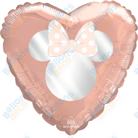 Ballon de Minnie Coeur Rose Gold et Argent, Disney, Anagram, Décorations ballons pour anniversaire.