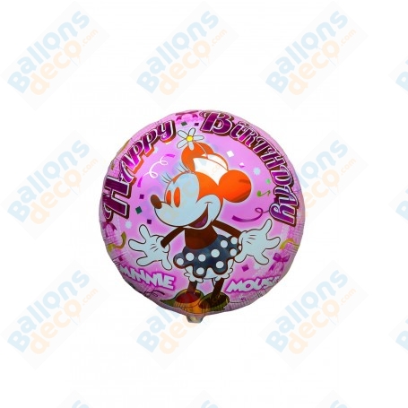 Ballon Minnie Rose Happy Birthday avec des vêtements Vintage Disney, Décorations ballons pour anniversaire.