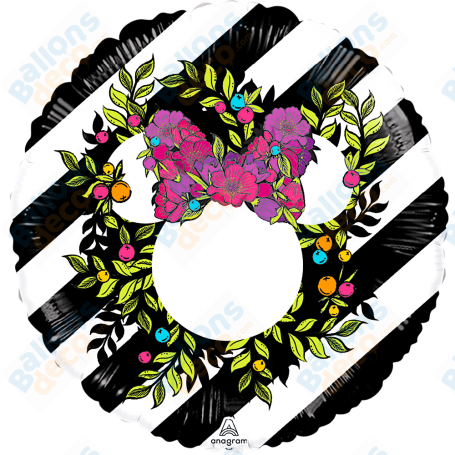 Ballon Minnie Noeud avec des Fleurs Disney, Anagram, Décorations ballons pour anniversaire.
