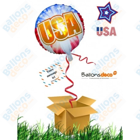 Ballon Cadeau Surprise Drapeau Pays USA Or Gonflé