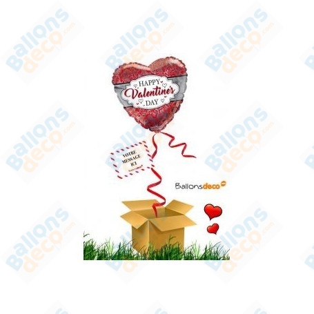 Ballon Cadeau Surprise Saint-Valentin Coeur Happy Valentine's Day Arabesques Gonflé