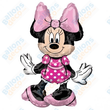Ballon Minnie avec un noeud rose pale Air Disney, Décorations ballons pour anniversaire.