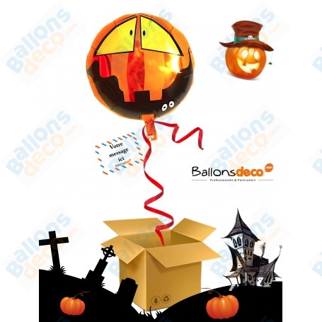 Ballon Cadeau Surprise Citrouille Dents Halloween Gonflage Hélium