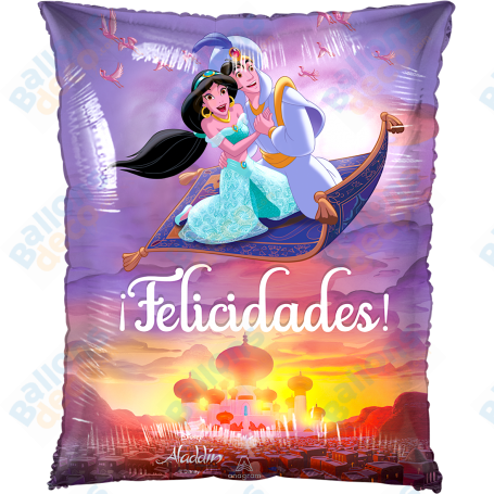 Ballon Jasmine et Aladdin sur Leur Tapis Volant Disney, Décorations ballons pour anniversaire.