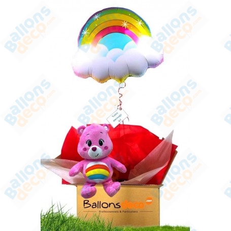 Ballon Cadeau Surprise Gonflé Bisounours Arc-en-ciel