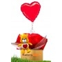 Ballon Cadeau Surprise Gonflé Bisounours Orange Coeur