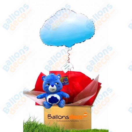 Ballon Cadeau Surprise Gonflé Bisounours Nuage Bleu