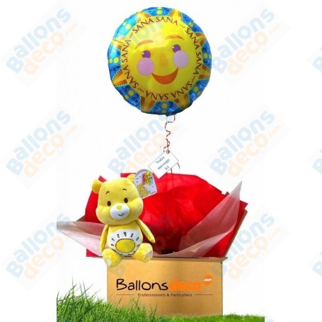 Ballon Cadeau Surprise Gonflé Bisounours Jaune Soleil