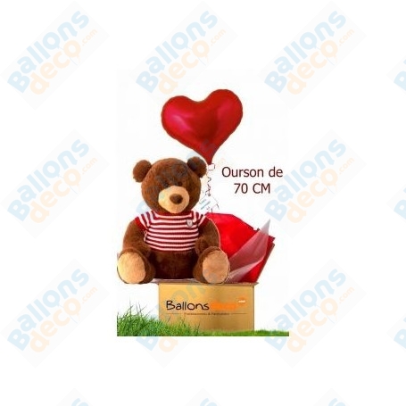 Ballon Cadeau Surprise Gonflé Peluche Ourson Géant Pull Marin, cadeaux surprise