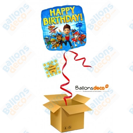 Ballon Cadeau Surprise Pat Patrouille Gonflé Hélium Happy Birthday