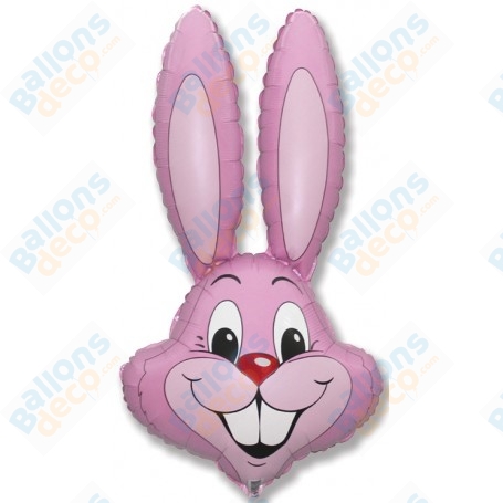 Ballon Tête De Lapin Rose, Décorations ballon animaux de la ferme, décoration de pâques.