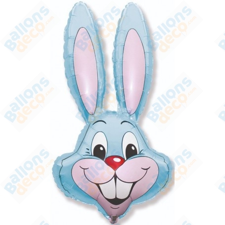 Ballon Tête De Lapin Bleu Ciel, Décorations ballon animaux de la ferme, décoration de pâques.
