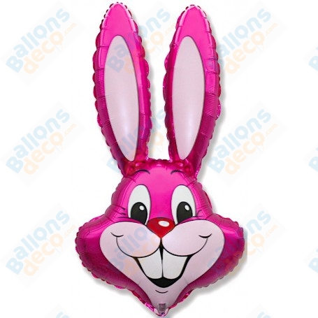 Ballon Tête De Lapin Magenta, Décorations ballon animaux de la ferme, décoration de pâques, ferme.