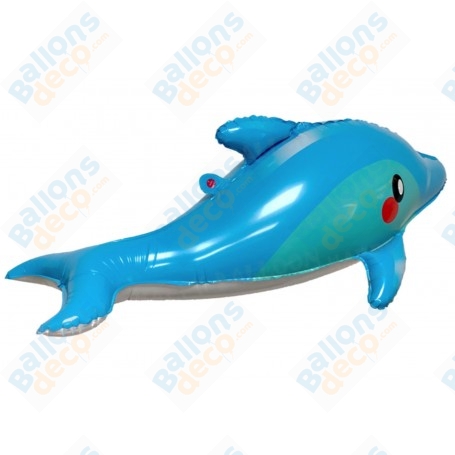 Ballon Dauphin Bleu 3D, décoration ballon Baptême, Anniversaire, Soirée Aquatique.