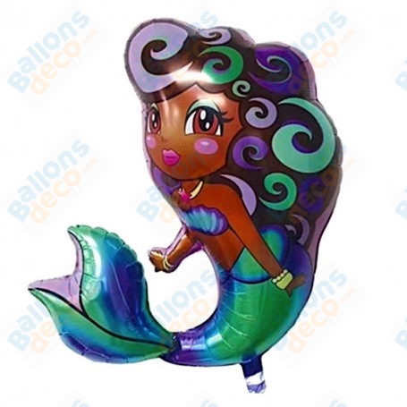 Ballon Sirène Pin Up Verte, Décoration ballon anniversaire thème de la mer.