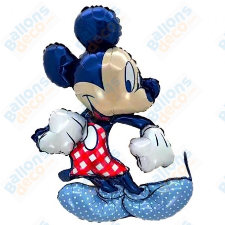 Ballon Mickey Vichy Rouge Disney Air, Décorations ballons pour anniversaire.
