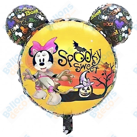 Ballon Minnie Spooky D'halloween, Décorations ballons pour Halloween Avce les personages Disney.