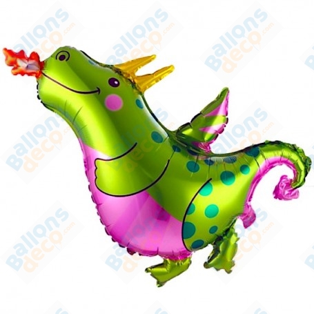 Ballon Dragon Vert et Rose avec une Flamme, décoration ballon anniversaire, Shrek, Animaux fantastiques.
