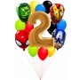 Ballons Avengers en Grappe Chiffre 2 Anniversaires Disney