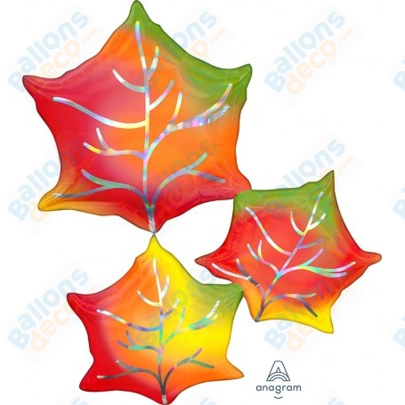 Ballon 3 Feuilles D'automne Brillantes, Décoration Ballon de la forêt.