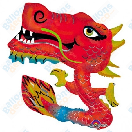 Ballon Dragon Rouge et Or Nouvel an Chinois, décoration ballon Mulan Disney, Anniversaire.