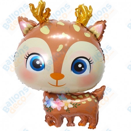 Ballon Renne Mignon Fleuri, Décoration animaux de la forêt, Anniversaire