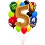 Ballons Avengers en Grappe Chiffre 5 Anniversaires Disney
