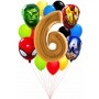 Ballons Avengers en Grappe Chiffre 6 Anniversaires Disney