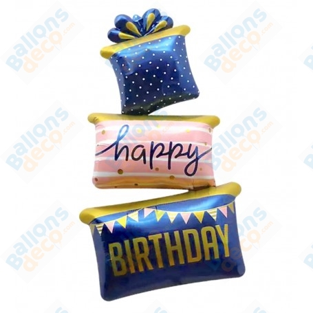 Ballon Cadeaux Cluster Happy Birthday