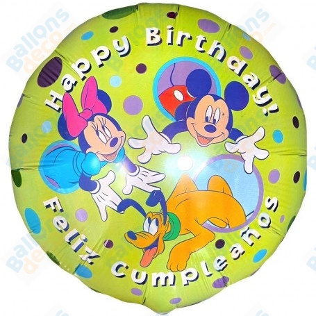 Ballon Mickey Minnie et Pluto Happy Birthday Anagram, Décorations ballons pour anniversaire.