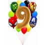 Ballons Avengers en Grappe Chiffre 9 Anniversaires Disney