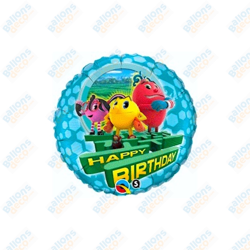 Ballon Pac-Man Happy Birthday - Ballon Anniversaire - Ballonsdeco.com