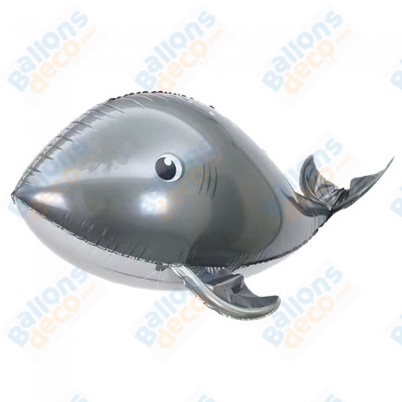 Ballon Baleine effet 3D Grise, décoration ballons animaux de la mer, décoration anniversaire