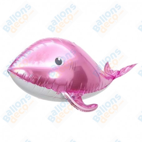 Ballon Baleine effet 3D Rose, décoration ballons animaux de la mer, décoration anniversaire.